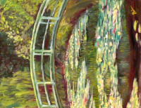 Brug over het water, impressionistisch schilderij