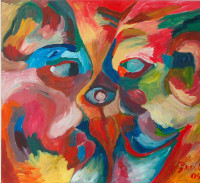 een veelkleurig monster, schilderij